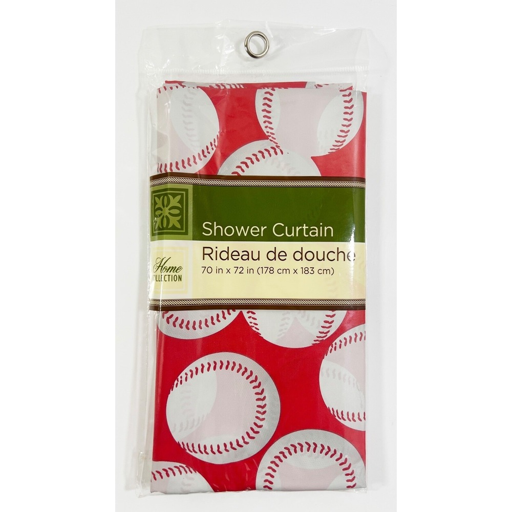 Home Collection BASEBALL Shower‎ Curtain All over Print 70 in x 72 in NEW Sealed